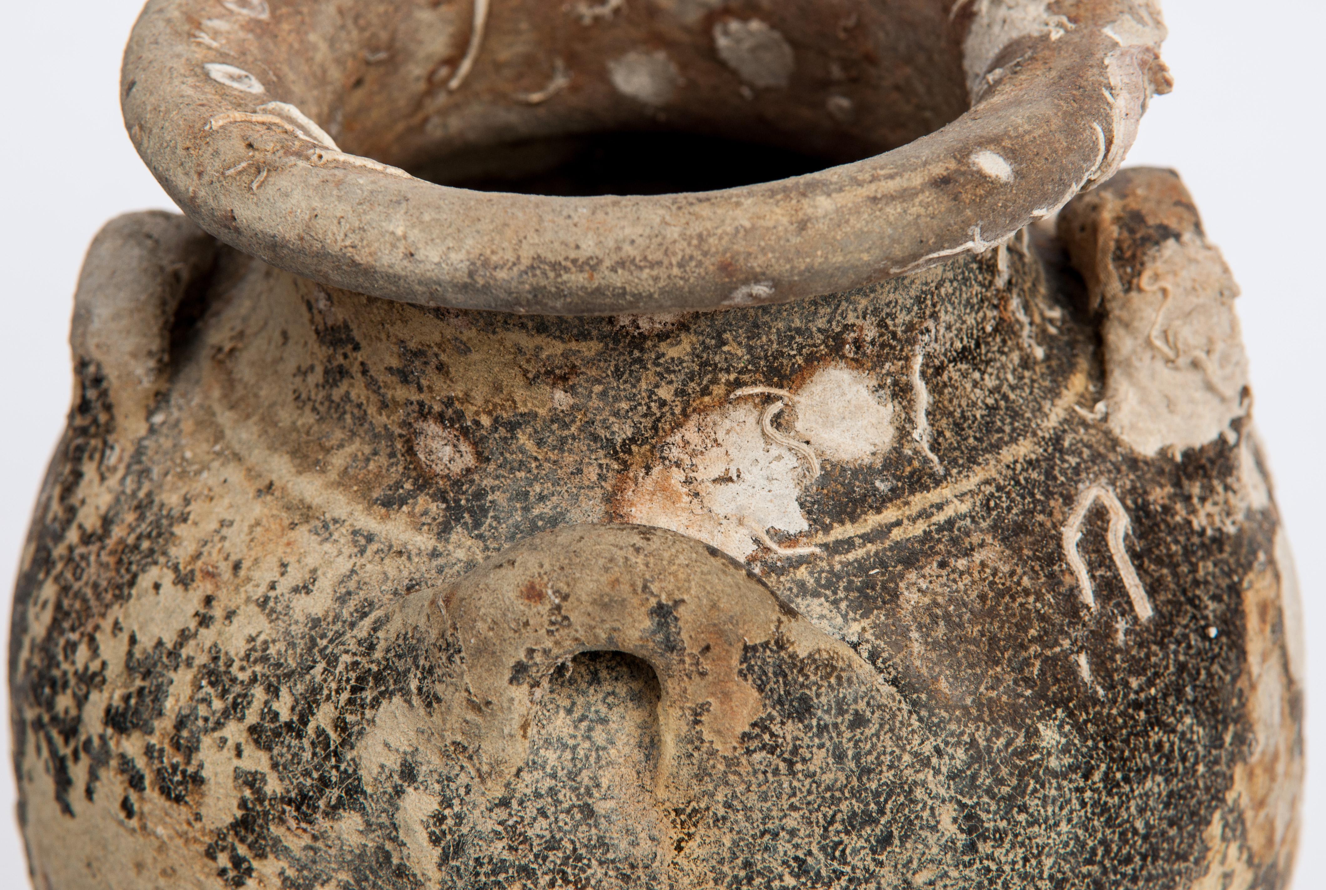 Antique Sawankhalok Jar with Encrustations, Sawankhalok, Thailand, 15th Century 2