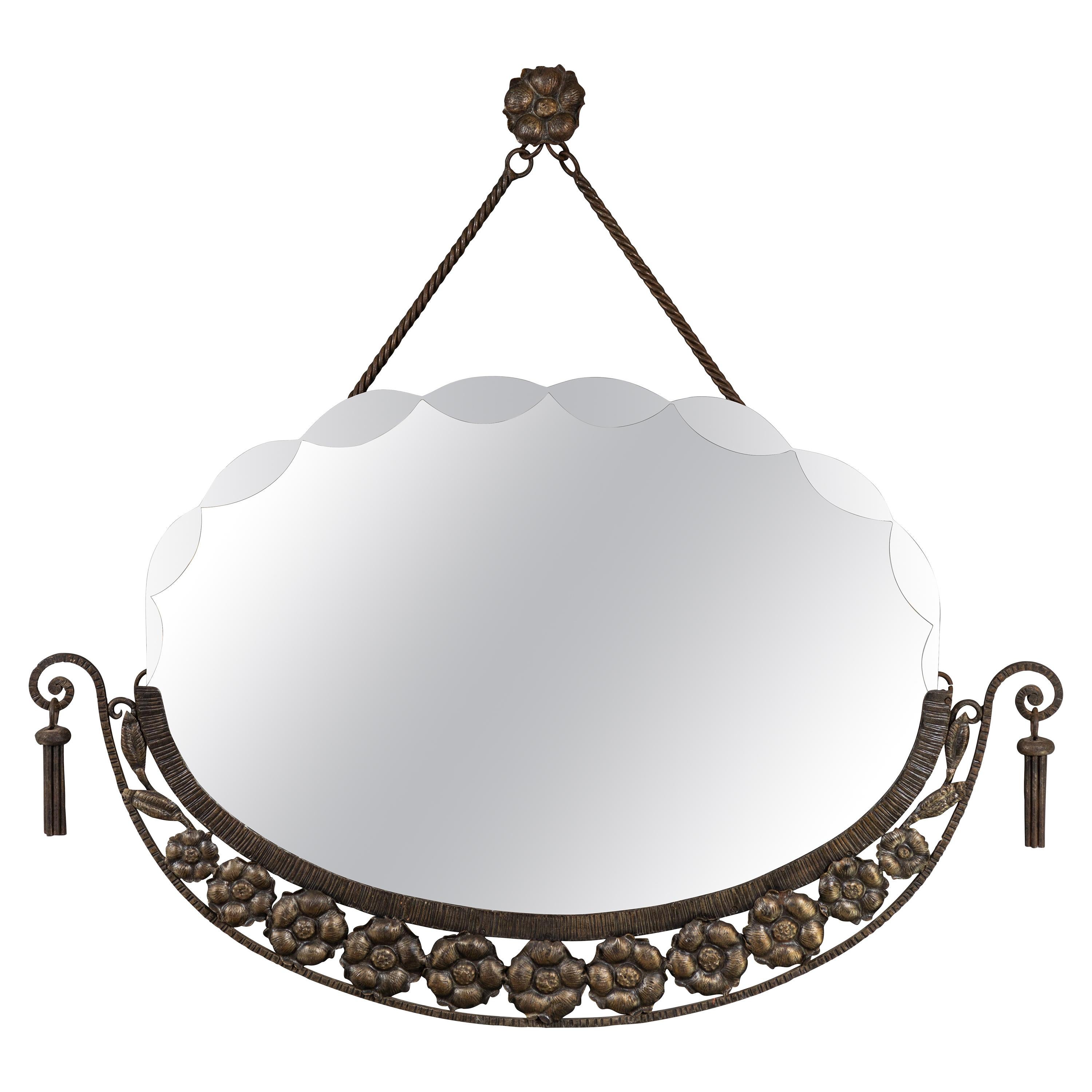 Antique Scalloped Bevel Frameless Oval Mirror