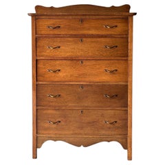 Antique Scalloped Quarter Sawn Golden Oak Chest of Drawers
