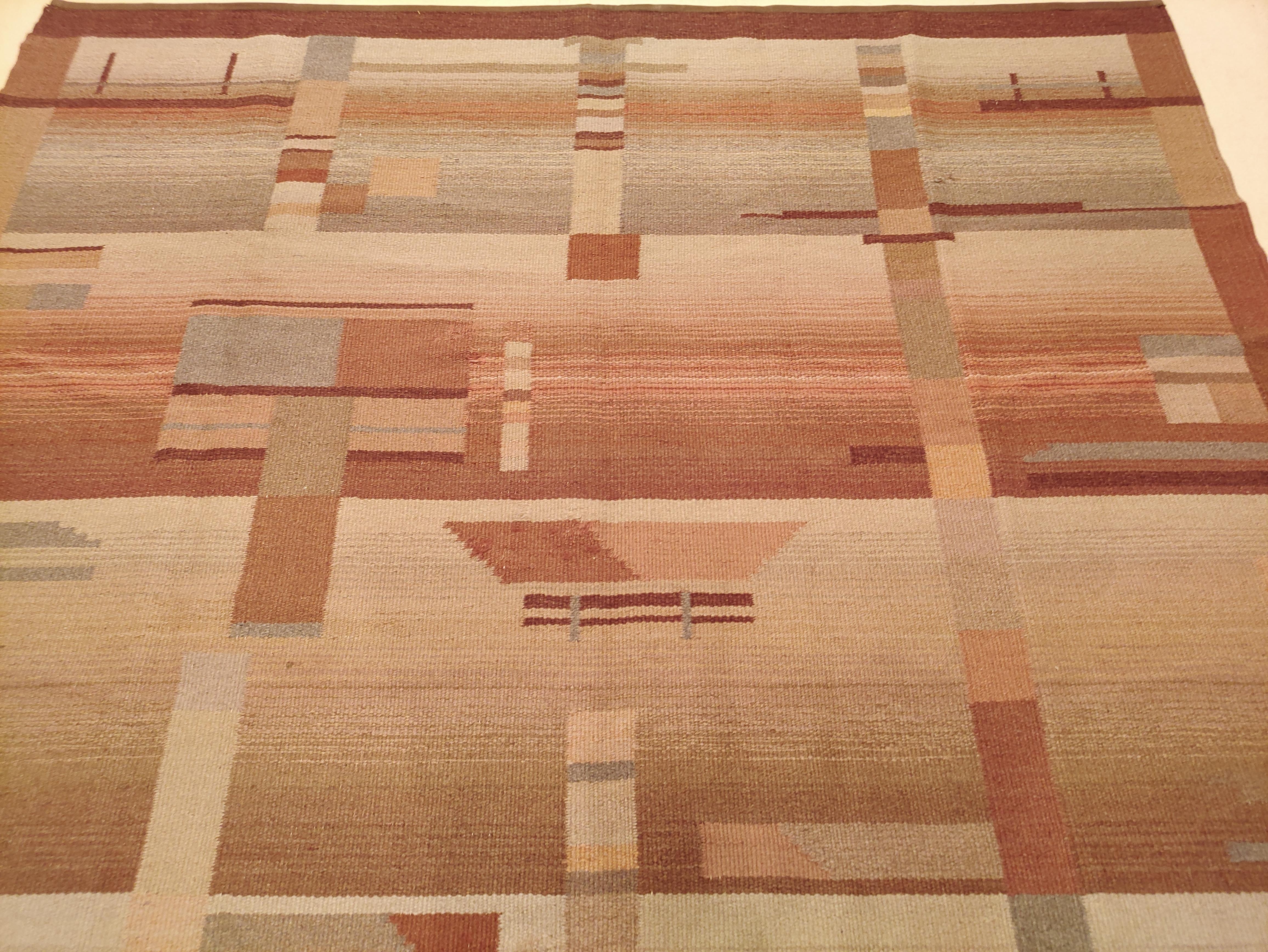 Antiker skandinavischer Art-Déco-/Bauhaus-Teppich von Laila Karttunen im Zustand „Gut“ im Angebot in Milan, IT