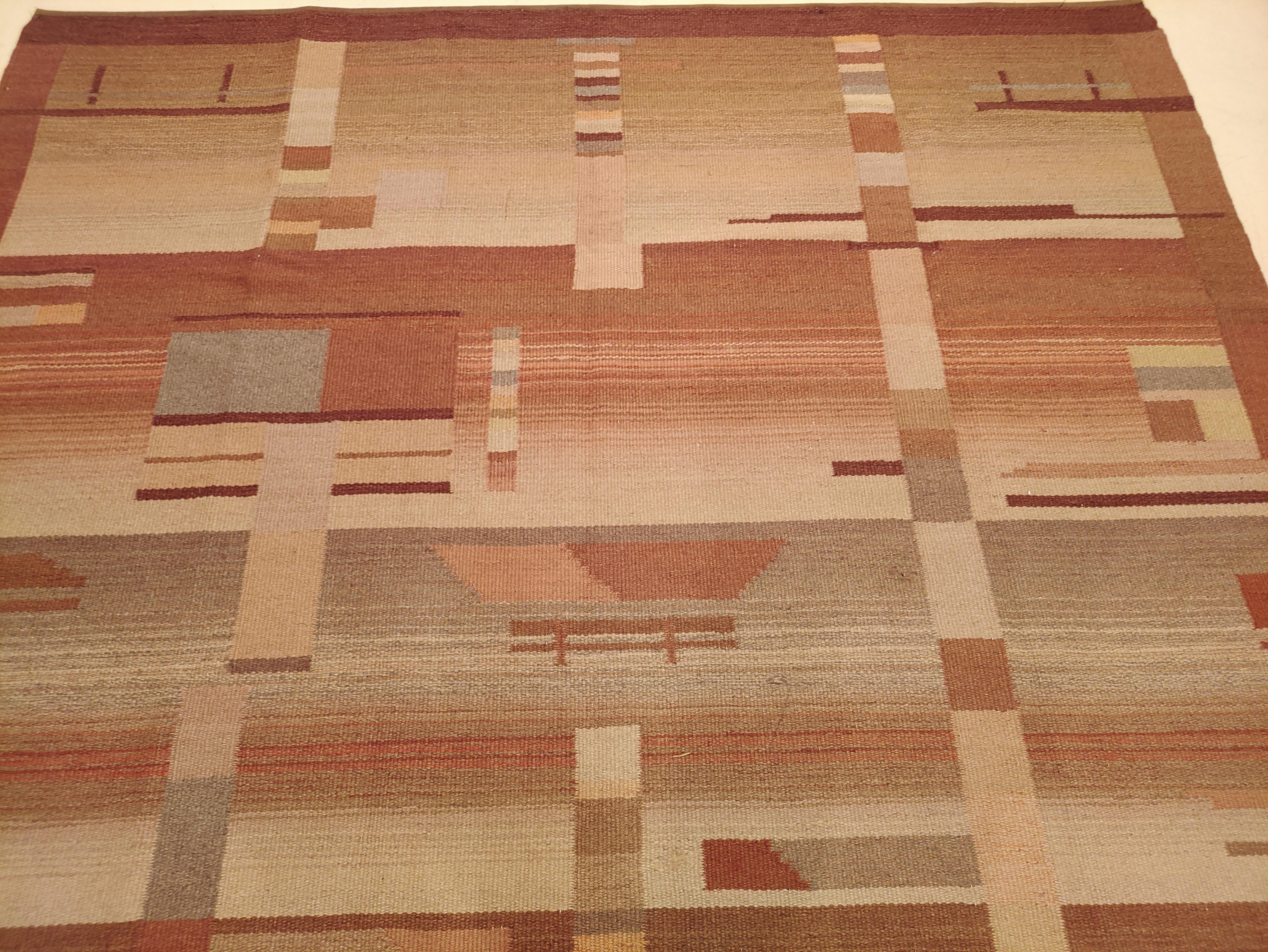 Antiker skandinavischer Art-Déco-/Bauhaus-Teppich von Laila Karttunen (Mitte des 20. Jahrhunderts) im Angebot
