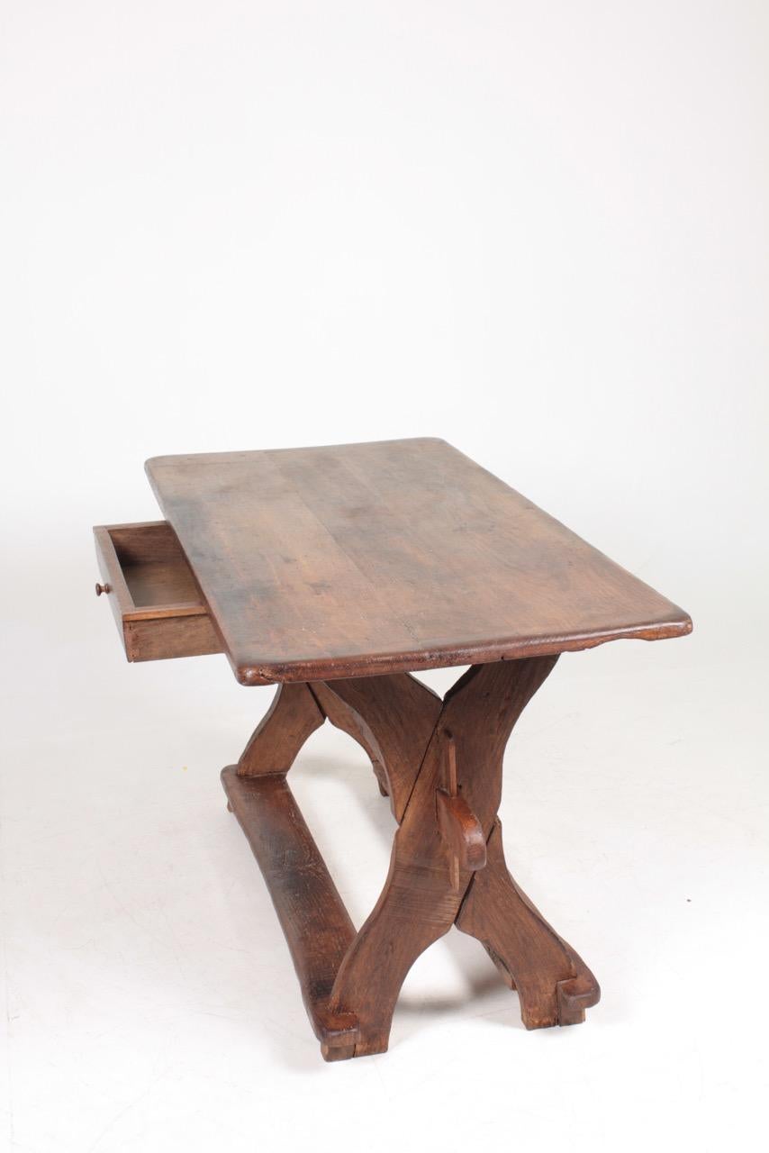 Antique Scandinavian Baroque Table in Patinated Solid Oak, 18th Century 7