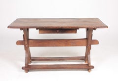 Antique Scandinavian Baroque Table in Patinated Solid Oak, 18th Century