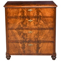 Antique Scandinavian Chest of Drawers in Book-Matched Crotch Mahogany circa 1850