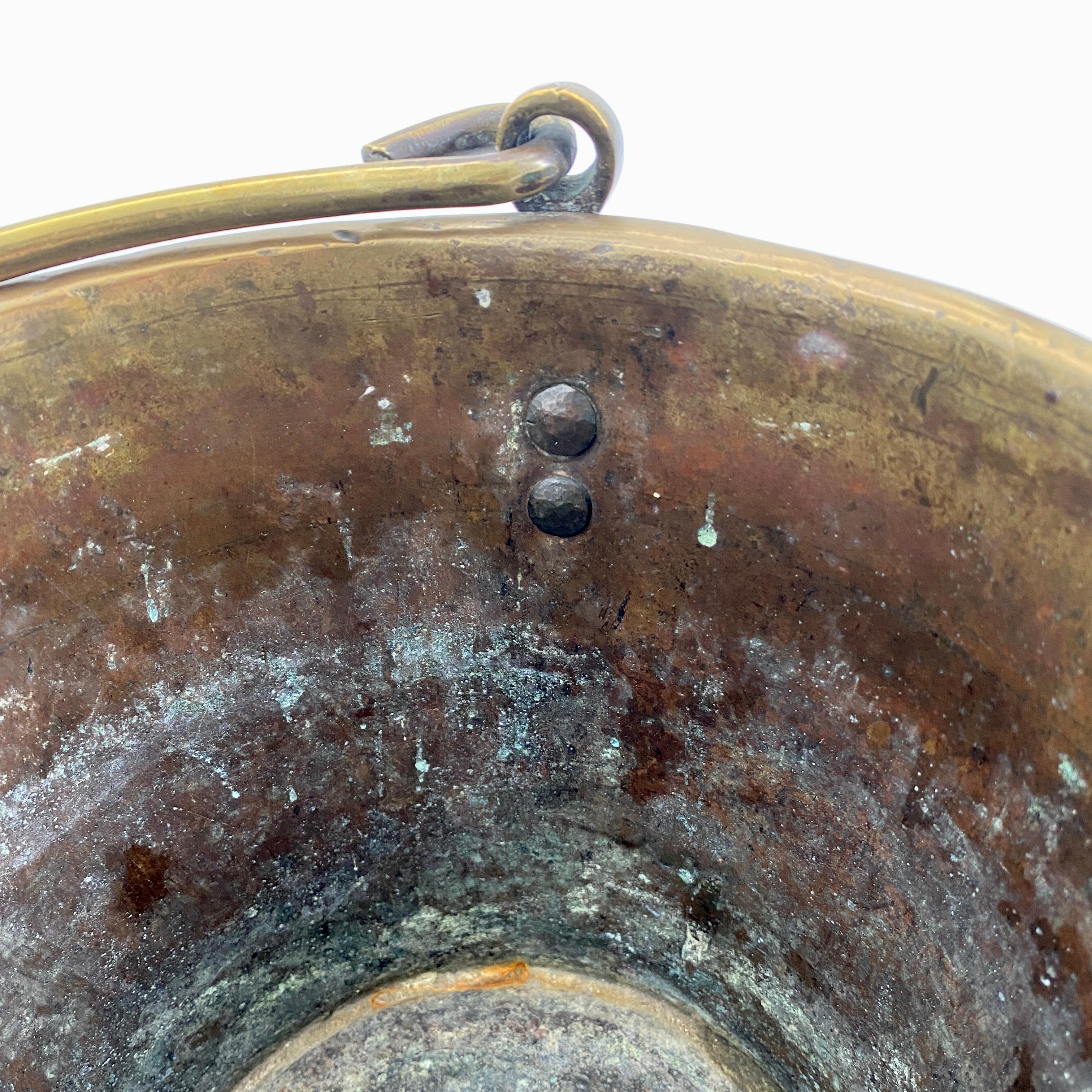 19th Century Antique Scandinavian Coal or Fireplace Bucket in Brass, Circa 1810