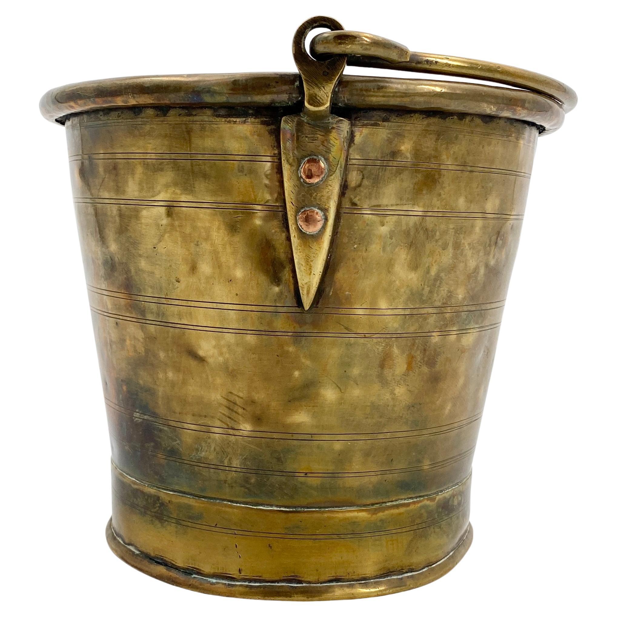 Antique Scandinavian Coal or Fireplace Bucket in Brass, Circa 1810