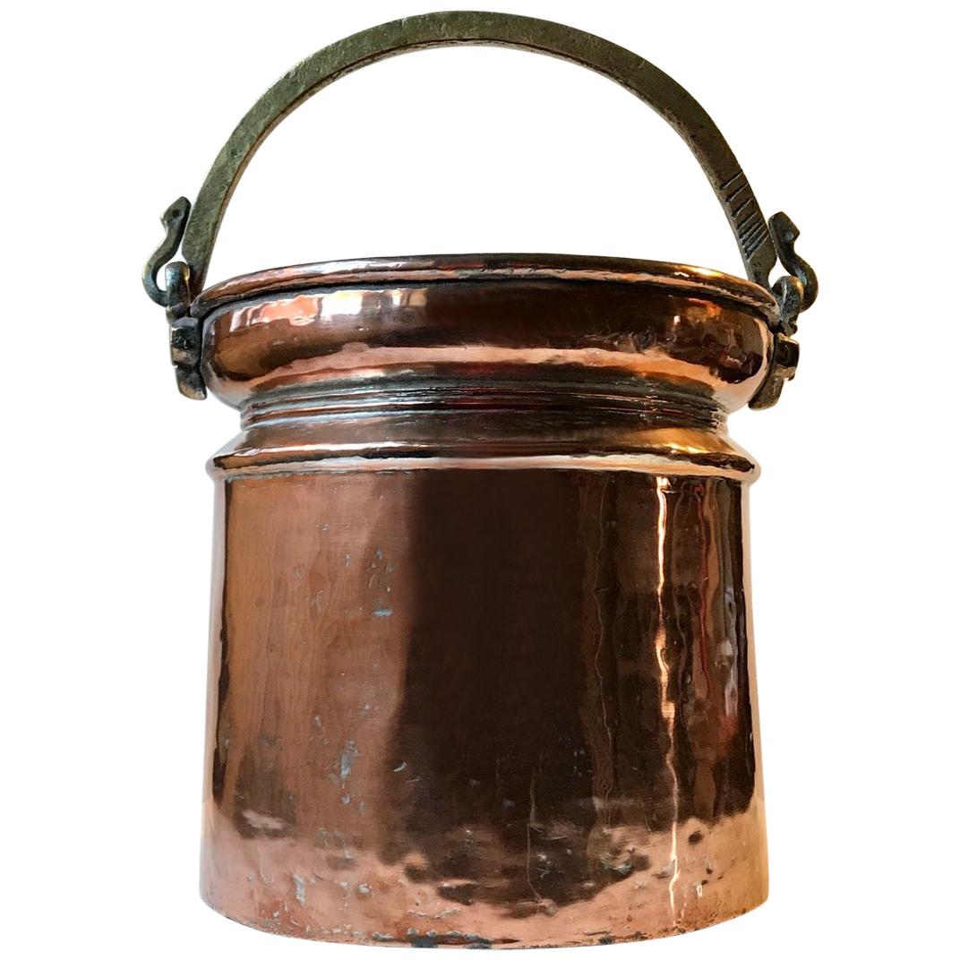 Antique Scandinavian Coal or Fireplace Bucket in Copper, 18th Cen For Sale