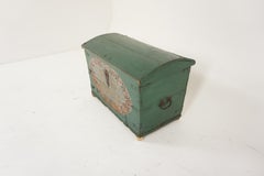 Antique Scandinavian Decorated Wedding Dowry Dome Top Trunk, Sweden 1812, B2060