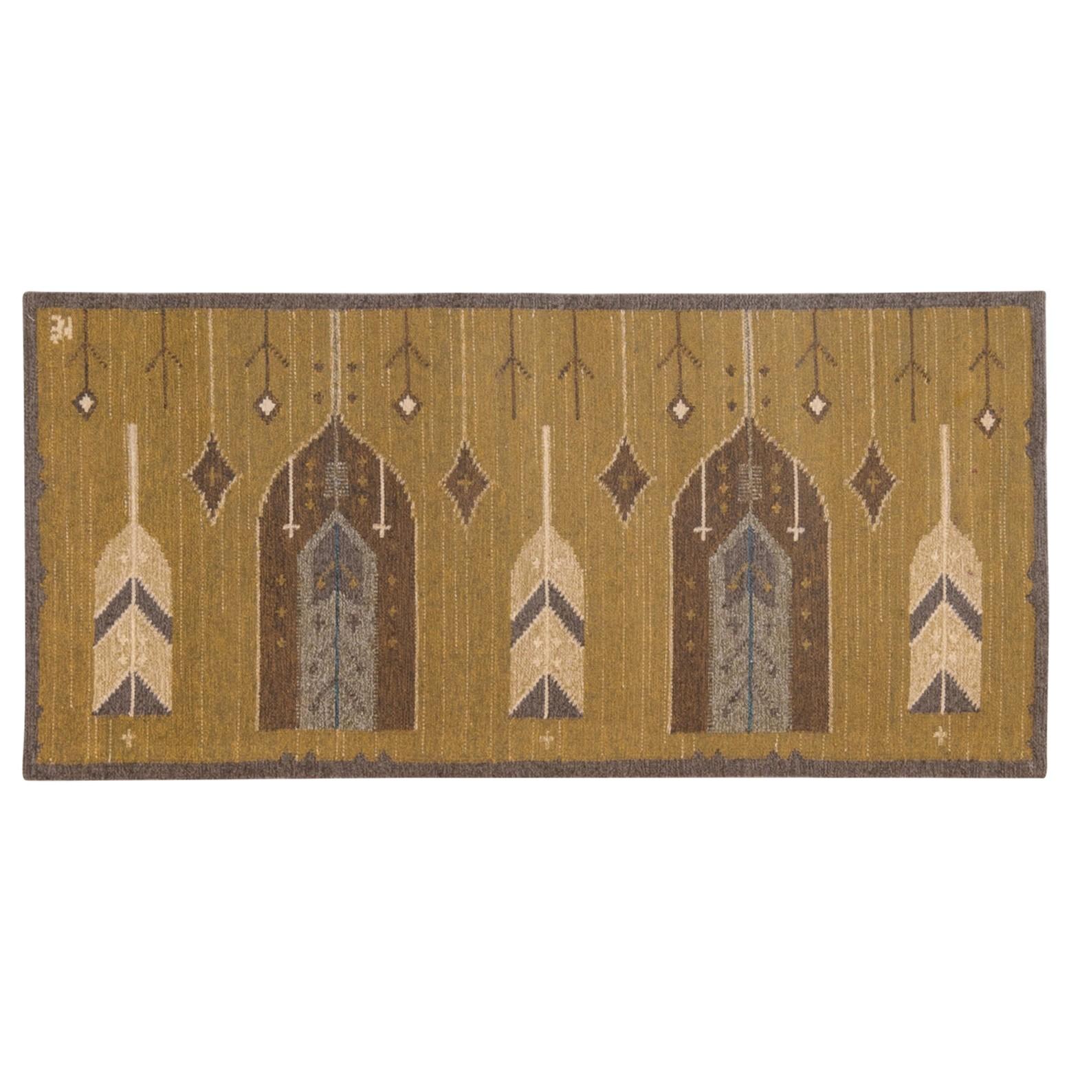 Tapis Kilim antique de design scandinave:: style Art Déco:: orientation paysage en vente