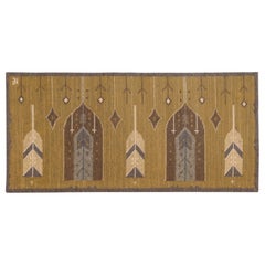 Antique Scandinavian Design Kilim Rug, Art Deco Style, Landscape Orientation