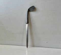 Antico tagliacarte scandinavo per mazze da golf in peltro