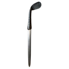 Antique Scandinavian Golf Club Letter Opener in Pewter