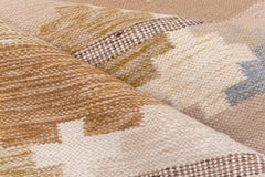 Antique Scandinavian Modern Rollaken Rug, Brown Tones, Circa 1940s