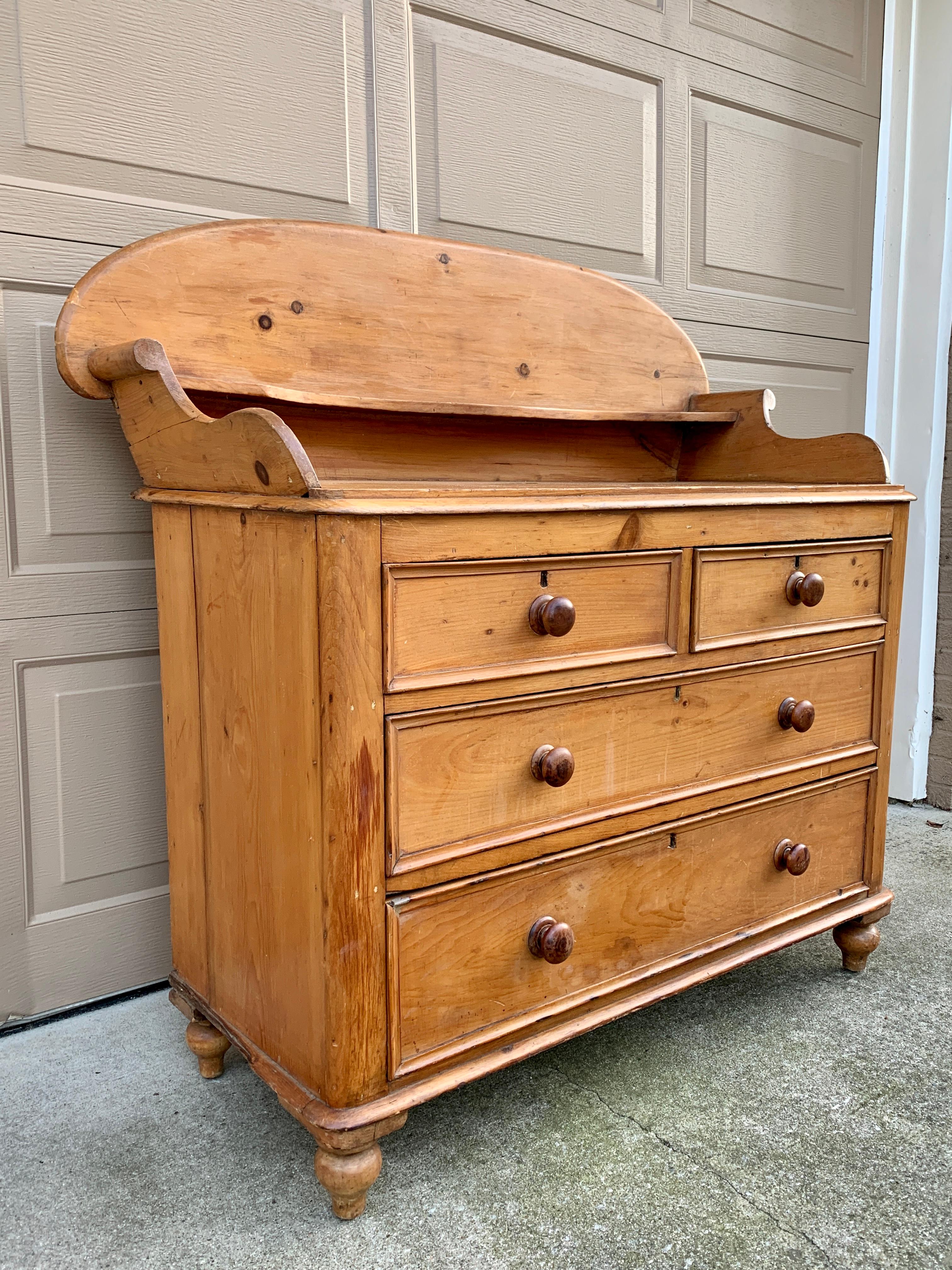 Antique Scandinavian Pine Chest of Drawers or Server, Early 19th Century 2