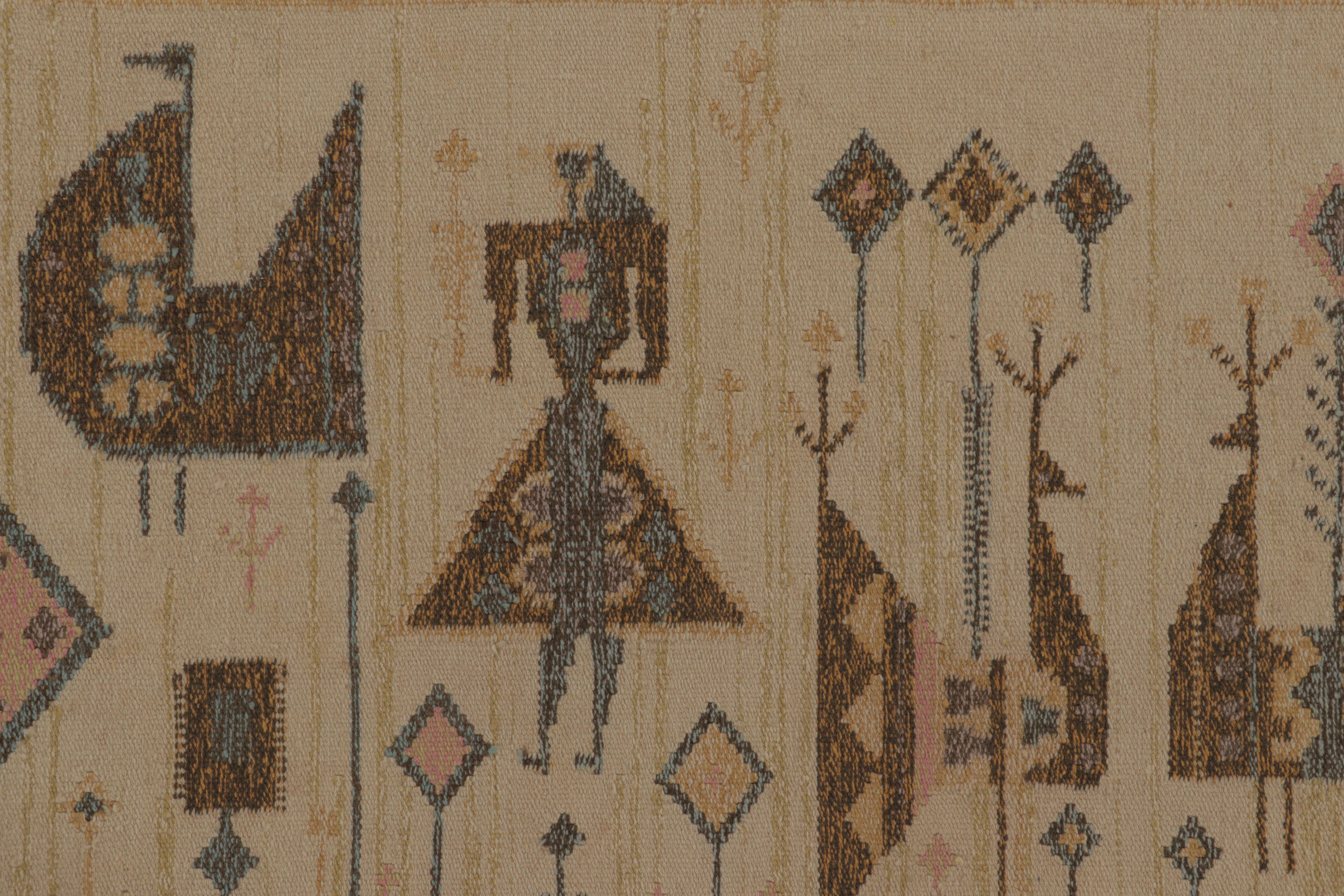 Antiker skandinavischer Läufer, schwedisches Flachgewebe mit Volkskunst - Rug & Kilim (Handgewebt) im Angebot