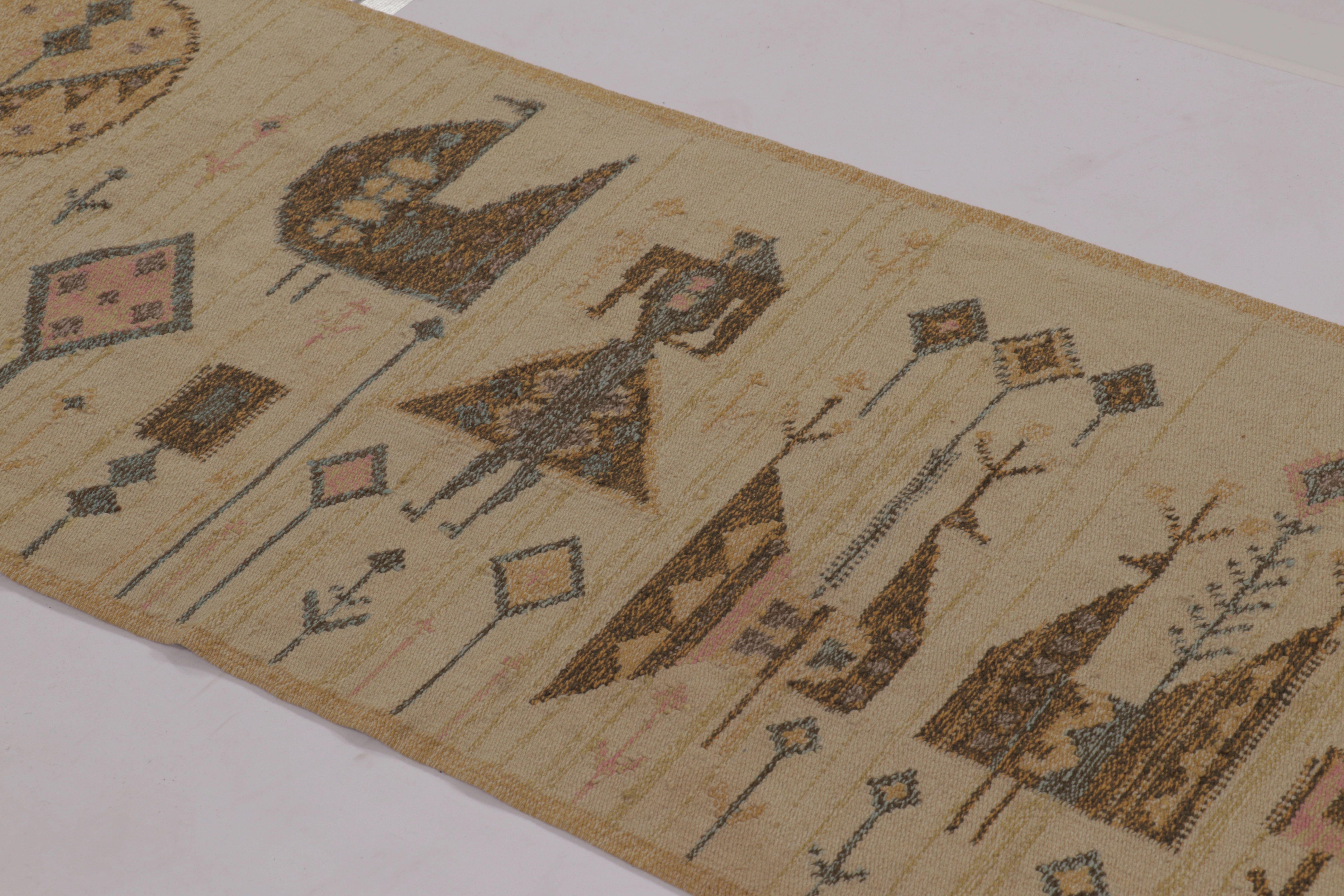 Antiker skandinavischer Läufer, schwedisches Flachgewebe mit Volkskunst - Rug & Kilim im Zustand „Gut“ im Angebot in Long Island City, NY