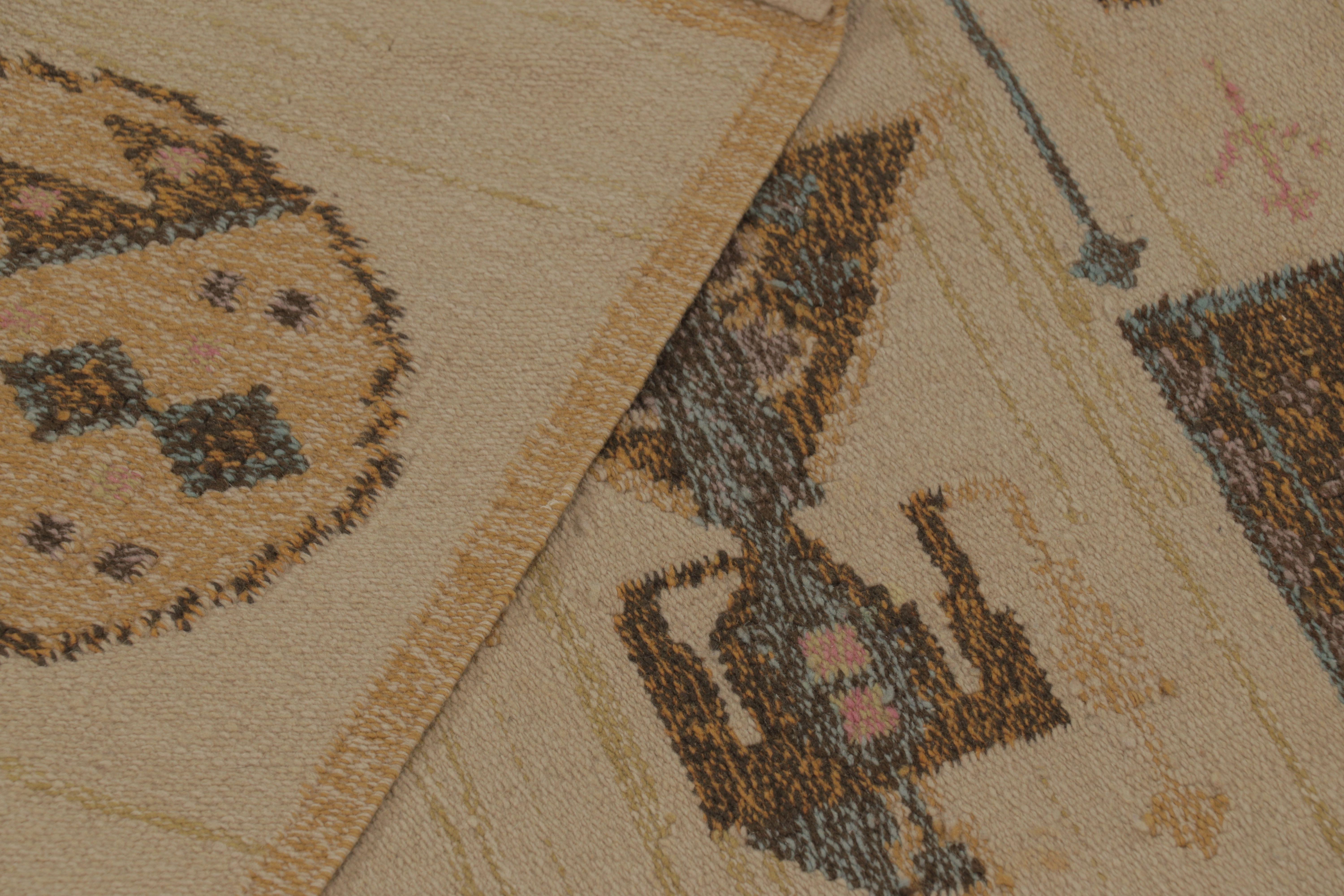 Antiker skandinavischer Läufer, schwedisches Flachgewebe mit Volkskunst - Rug & Kilim (Frühes 20. Jahrhundert) im Angebot