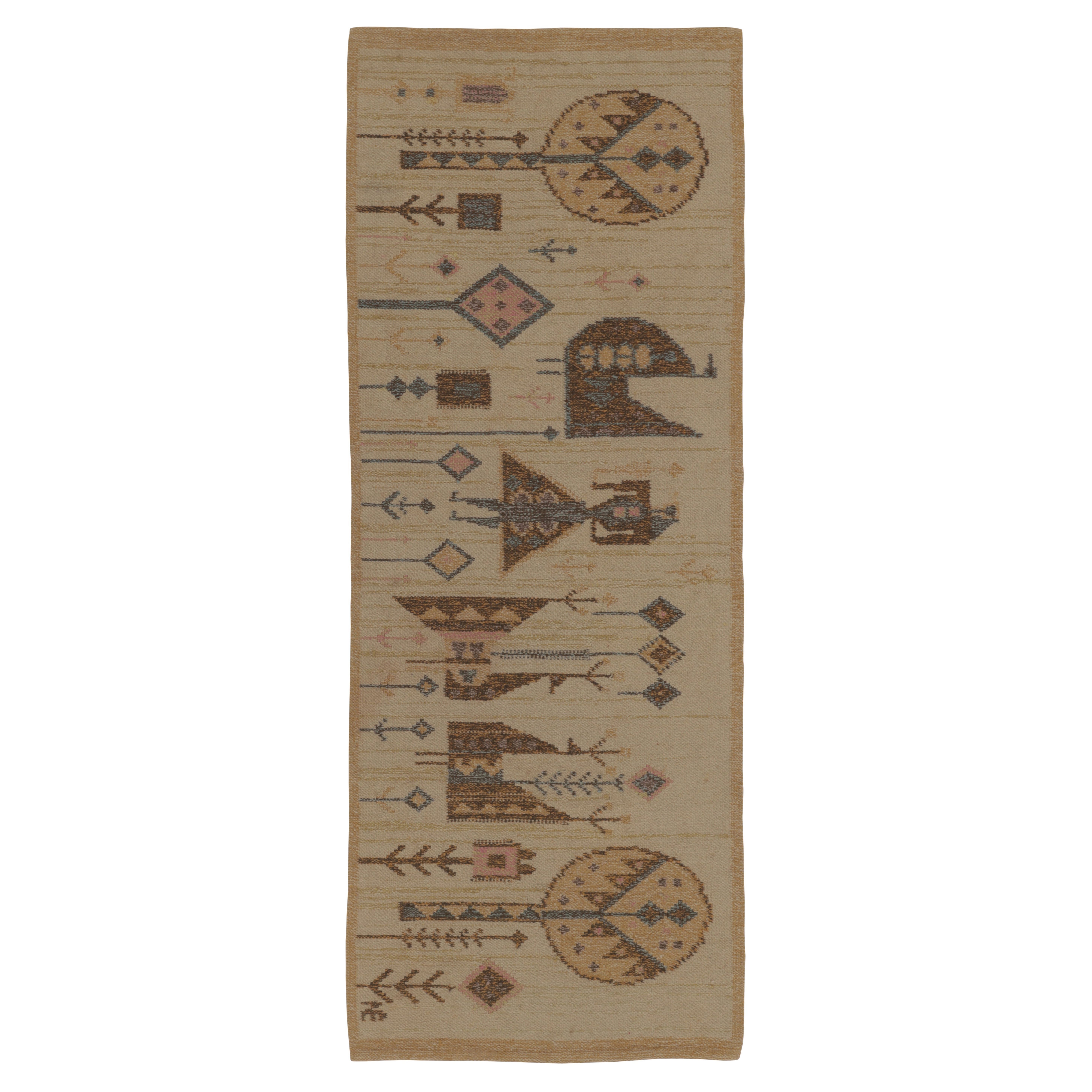 Tappeto scandinavo antico, a trama piatta svedese con arte popolare - Rug 
Kilim