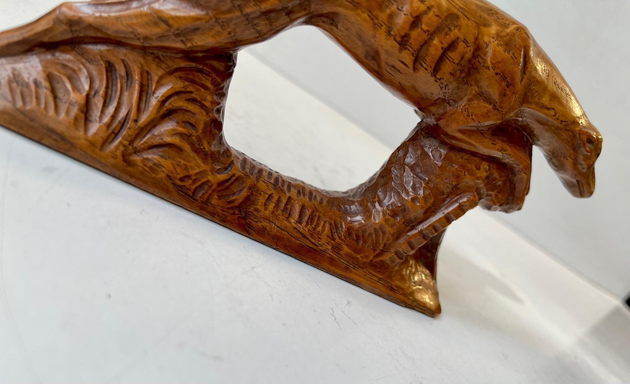 Early 20th Century Antique Scandinavian Running Greyhound Hand-Carved in Oak For Sale