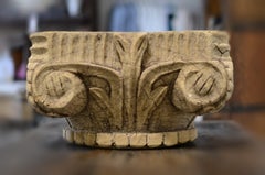 Antique Scandinavian salvaged wooden architectural column capital