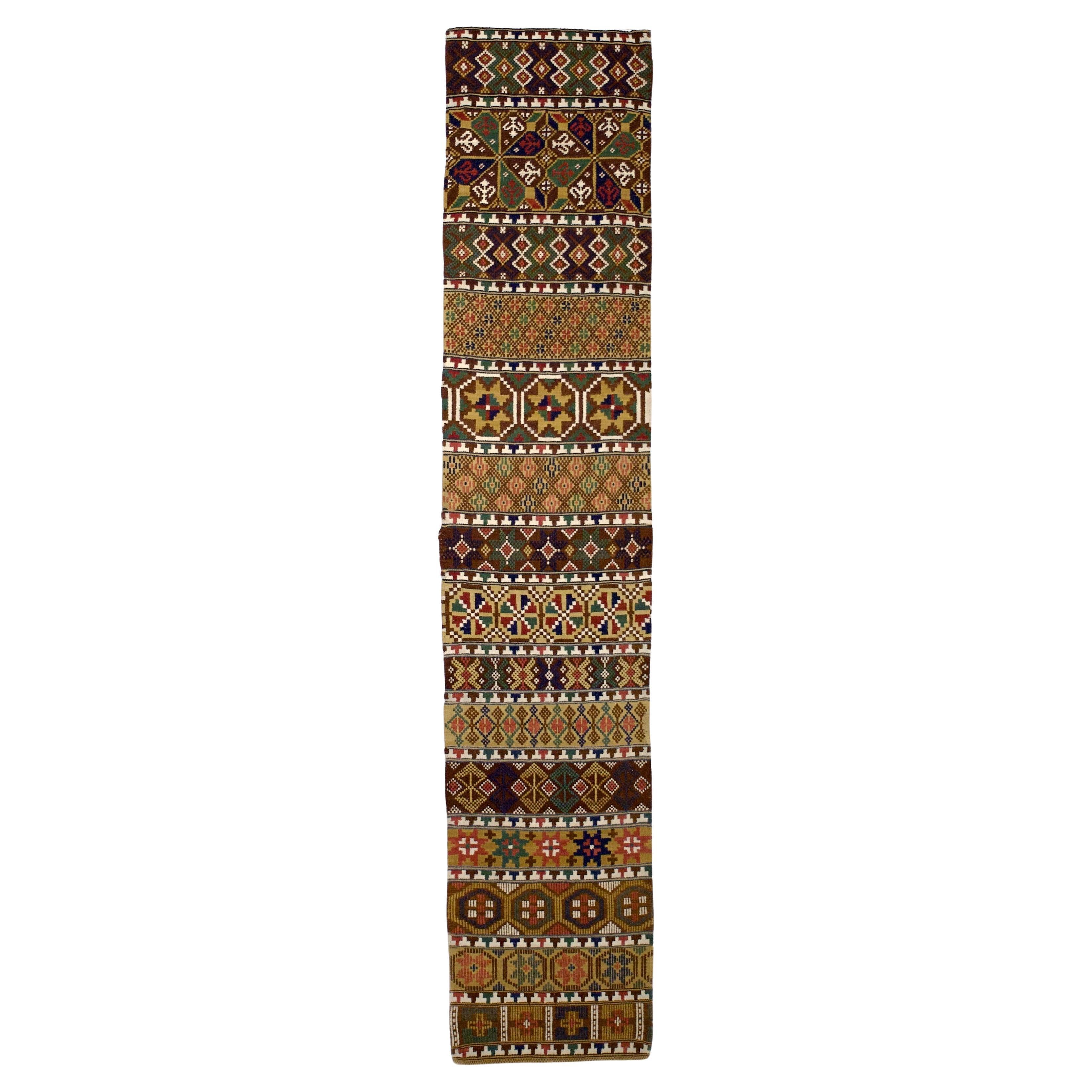 Antique Scandinavian Textile Kilim Rug 1’11” x 9’7”
