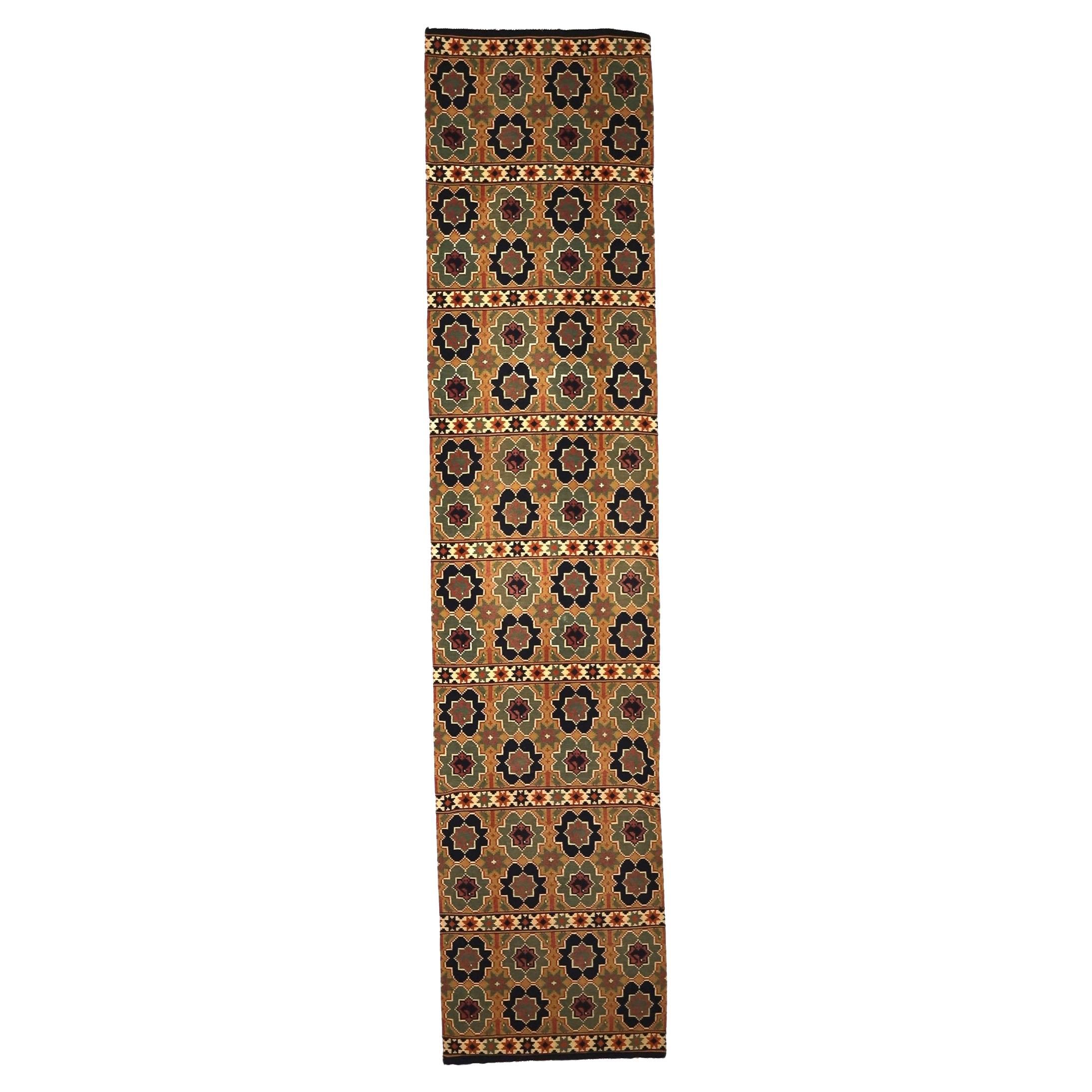 Antique Scandinavian Textile Kilim Rug 2’2” x 9’11”