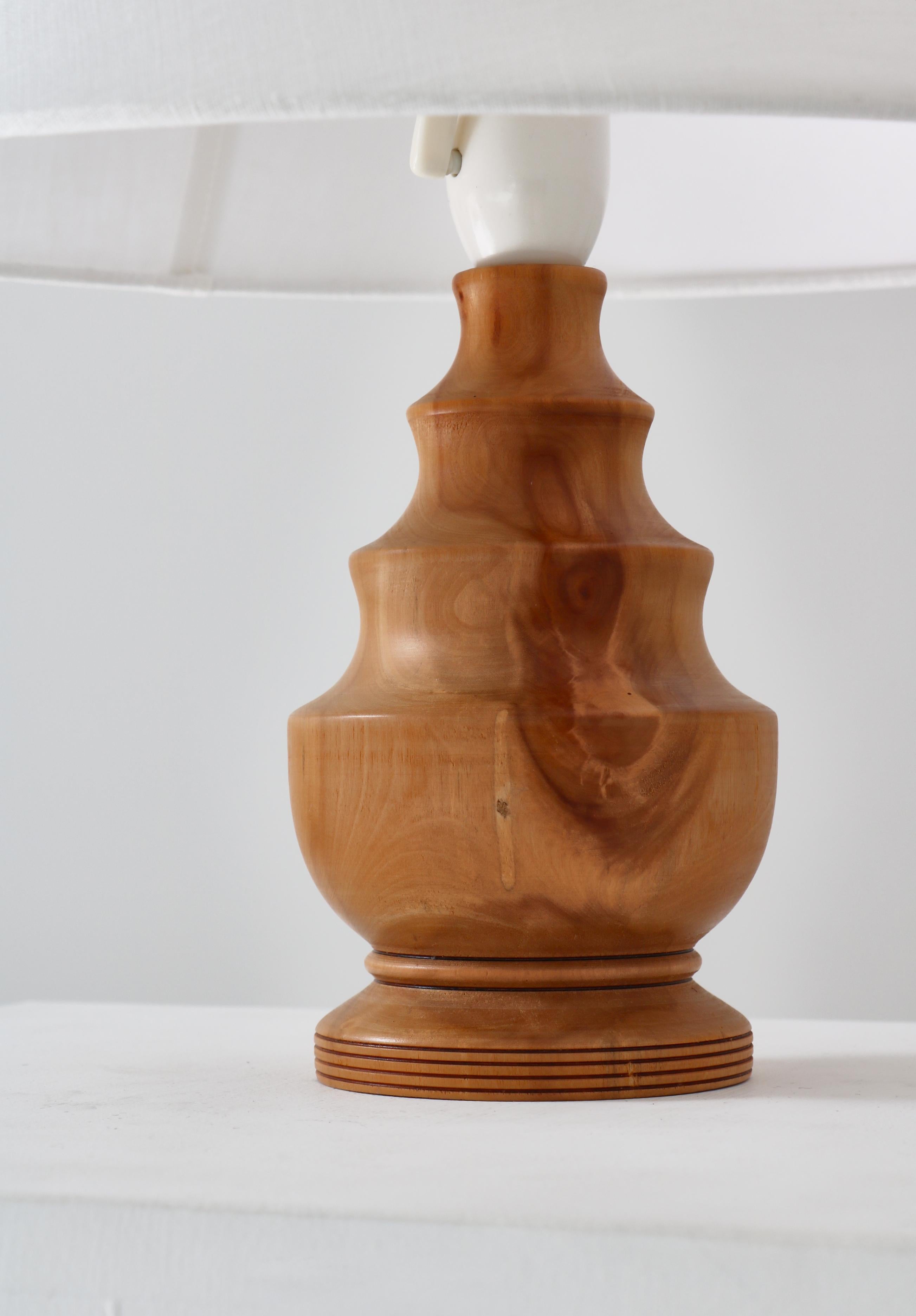 Scandinavian Modern Antique Scandinavian Turned Wooden Table Lamp Handmade in Denmark, 1940s For Sale