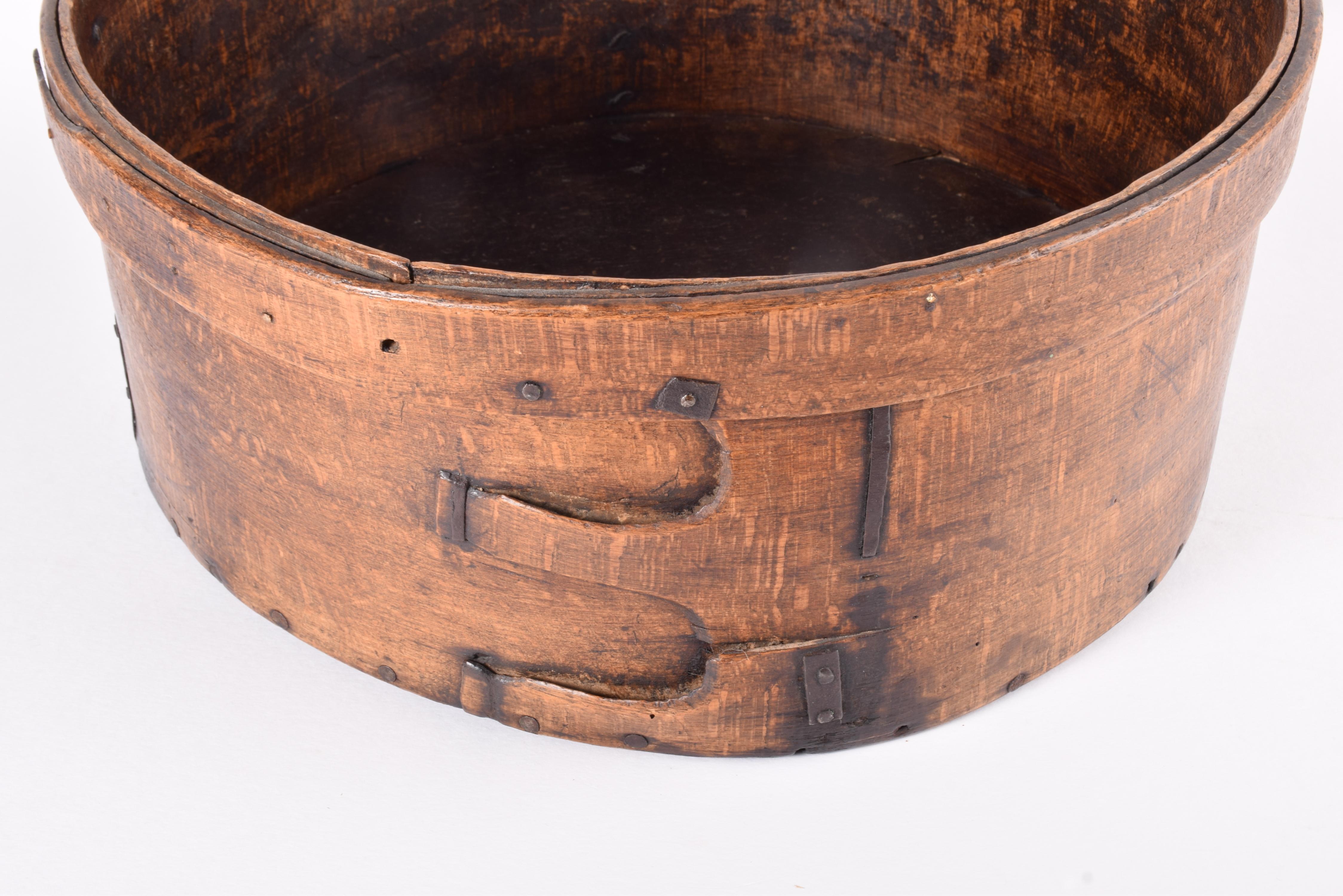 19th Century Antique Scandinavian Very Large Wooden Basket Dark Bent Wood ca 1850s For Sale