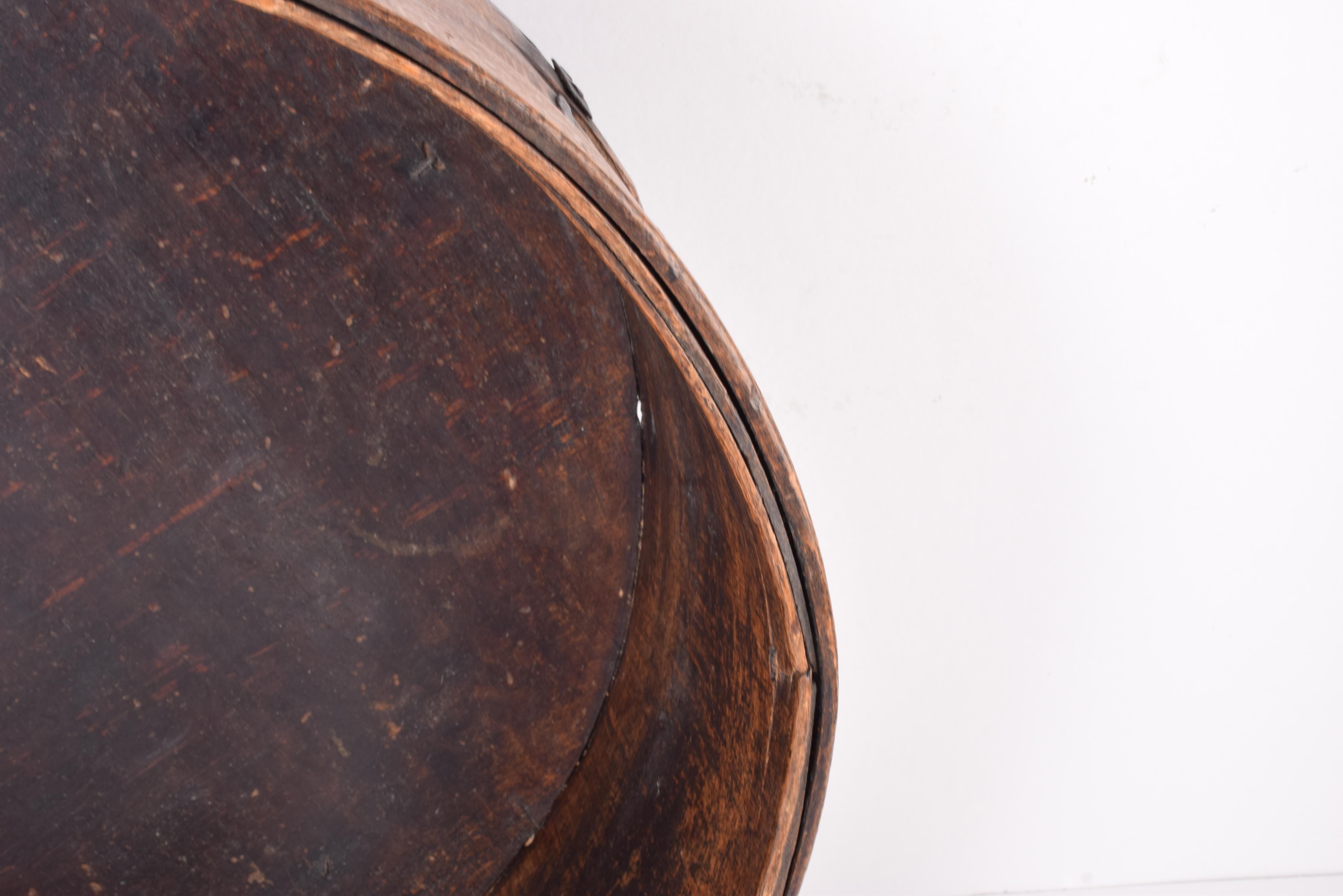 Antique Scandinavian Very Large Wooden Basket Dark Bent Wood ca 1850s For Sale 3