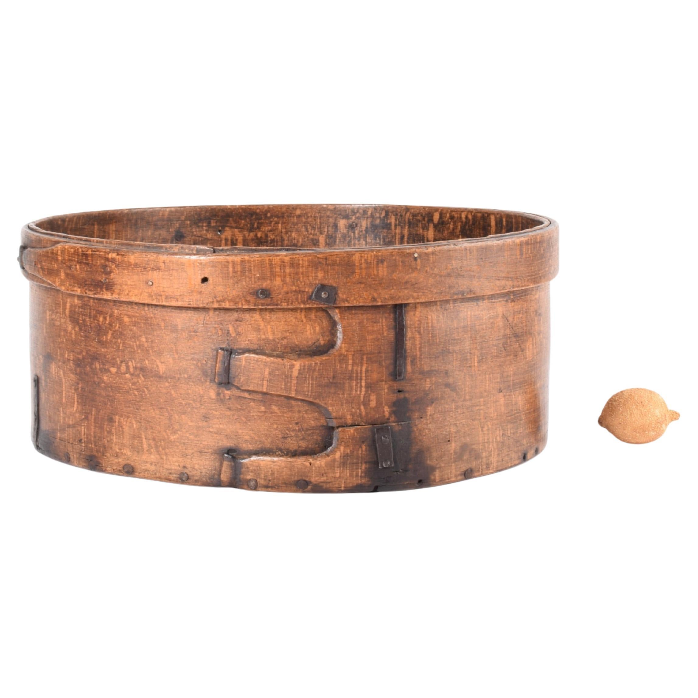 Antique Scandinavian Very Large Wooden Basket Dark Bent Wood ca 1850s For Sale