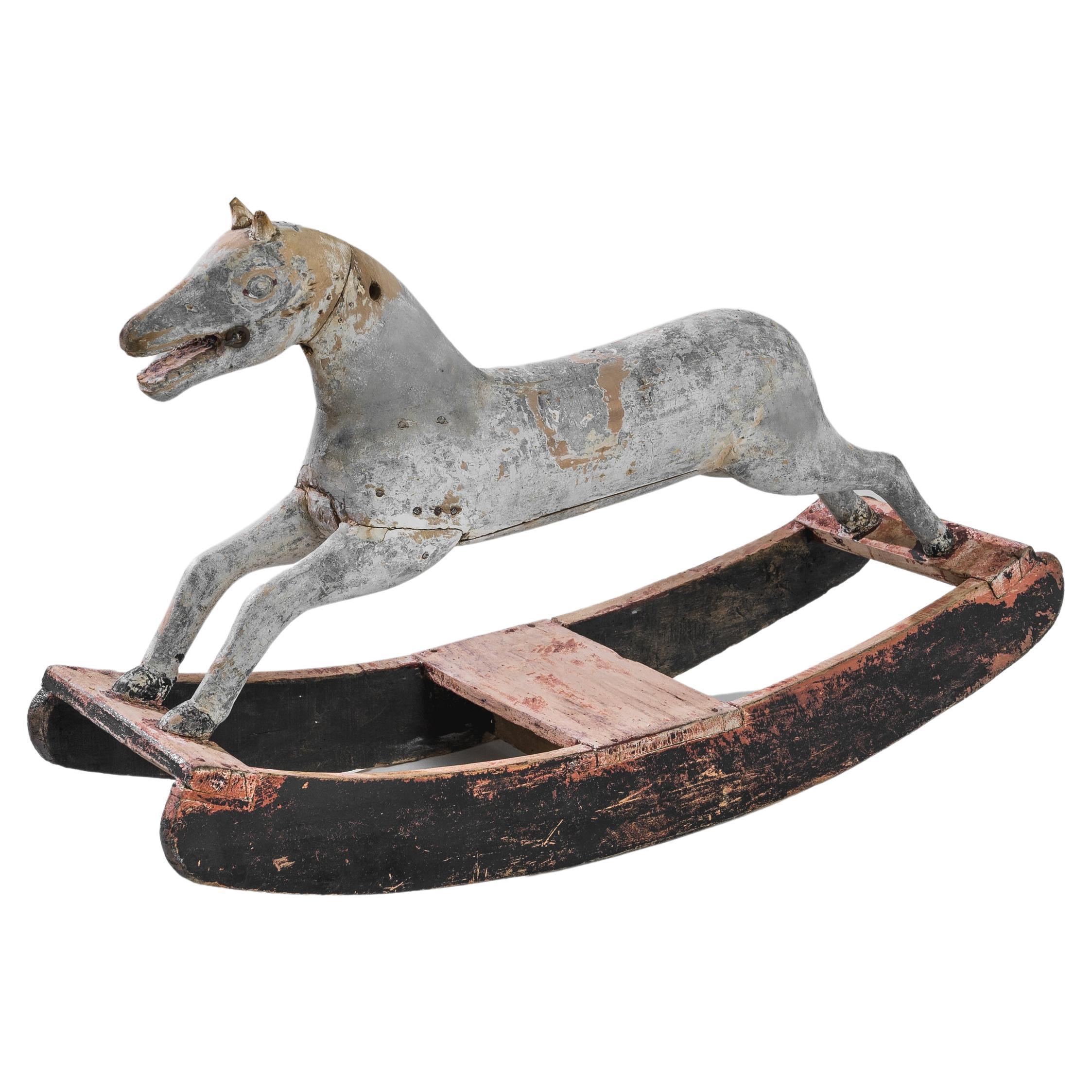 Antique Scandinavian Wooden Rocking Horse
