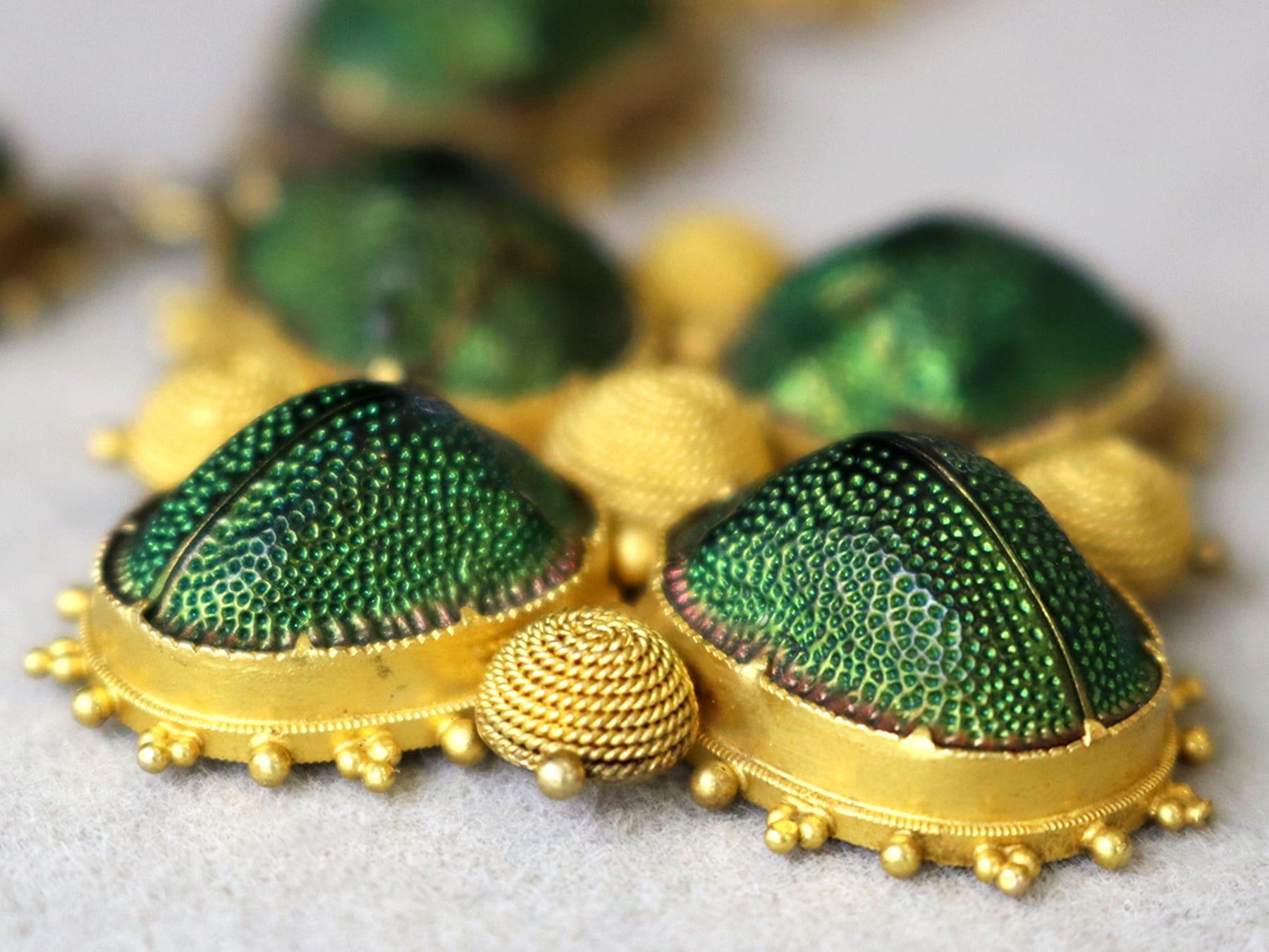Antique Scarab Beetle and 22k Yellow Gold Necklace Circa 1840 For Sale 1