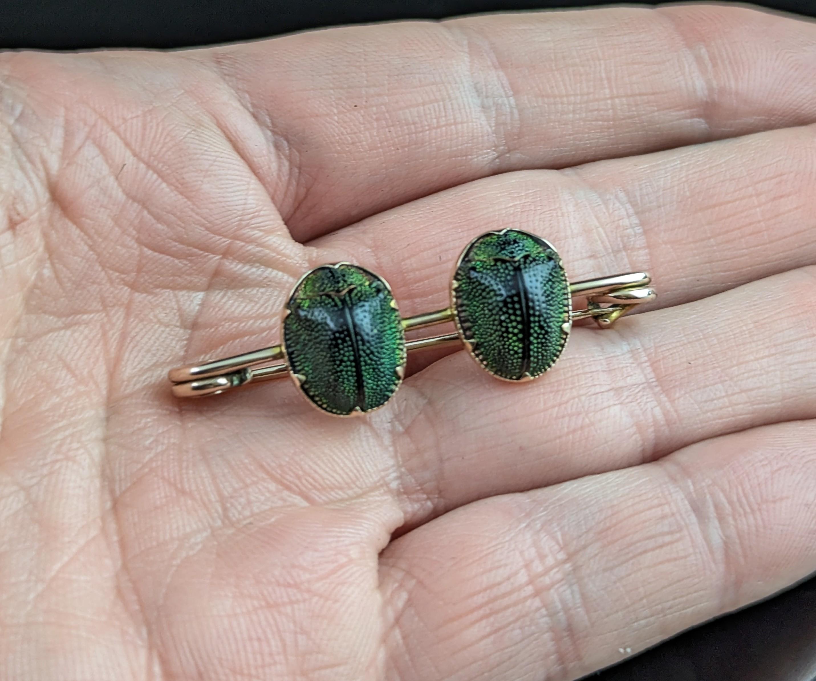 Antique Scarab beetle brooch, 9k yellow gold 6