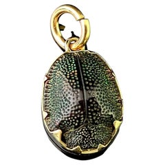 Antique Scarab beetle pendant, 9k yellow gold, charm