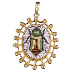Antique Scarab Micromosaic Pendant of 18k Gold