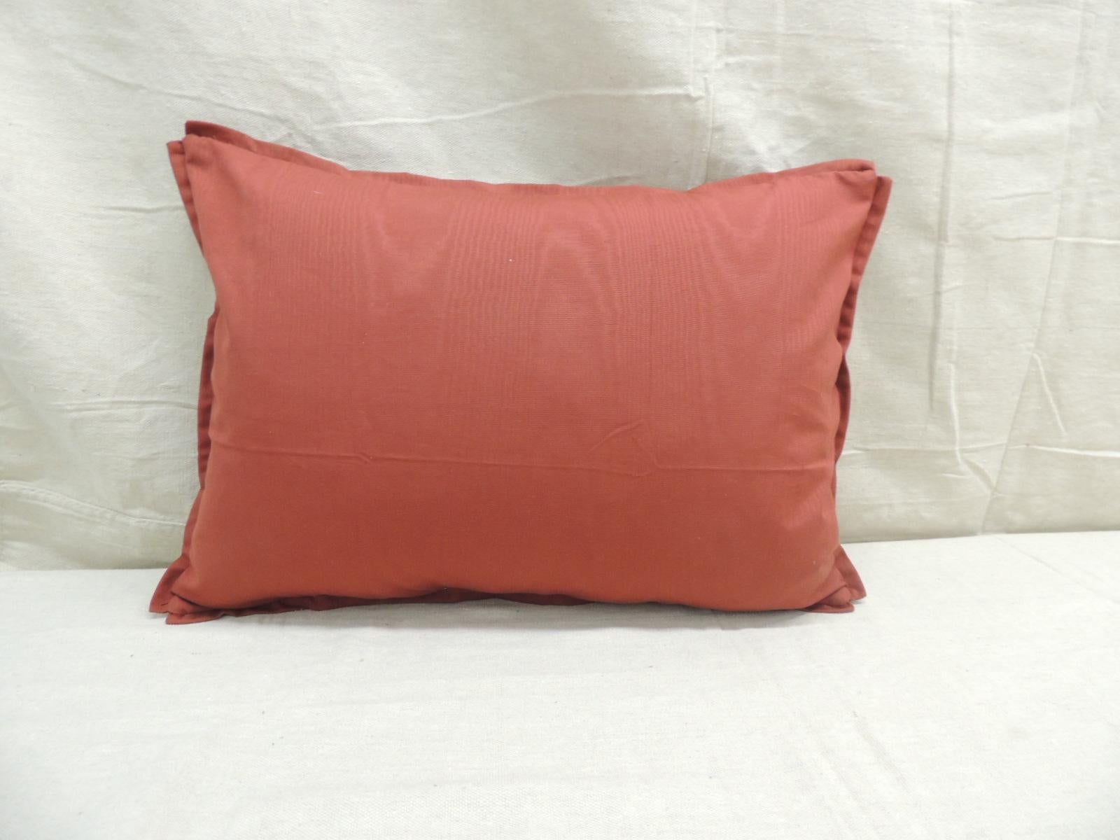 Regency Antique Scarlet Red Silk Velvet Gaufrage Bolster Decorative Pillow