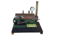 Antique Schaeffer & Budenberg Stationary Steam Engine Model w Copper Boiler