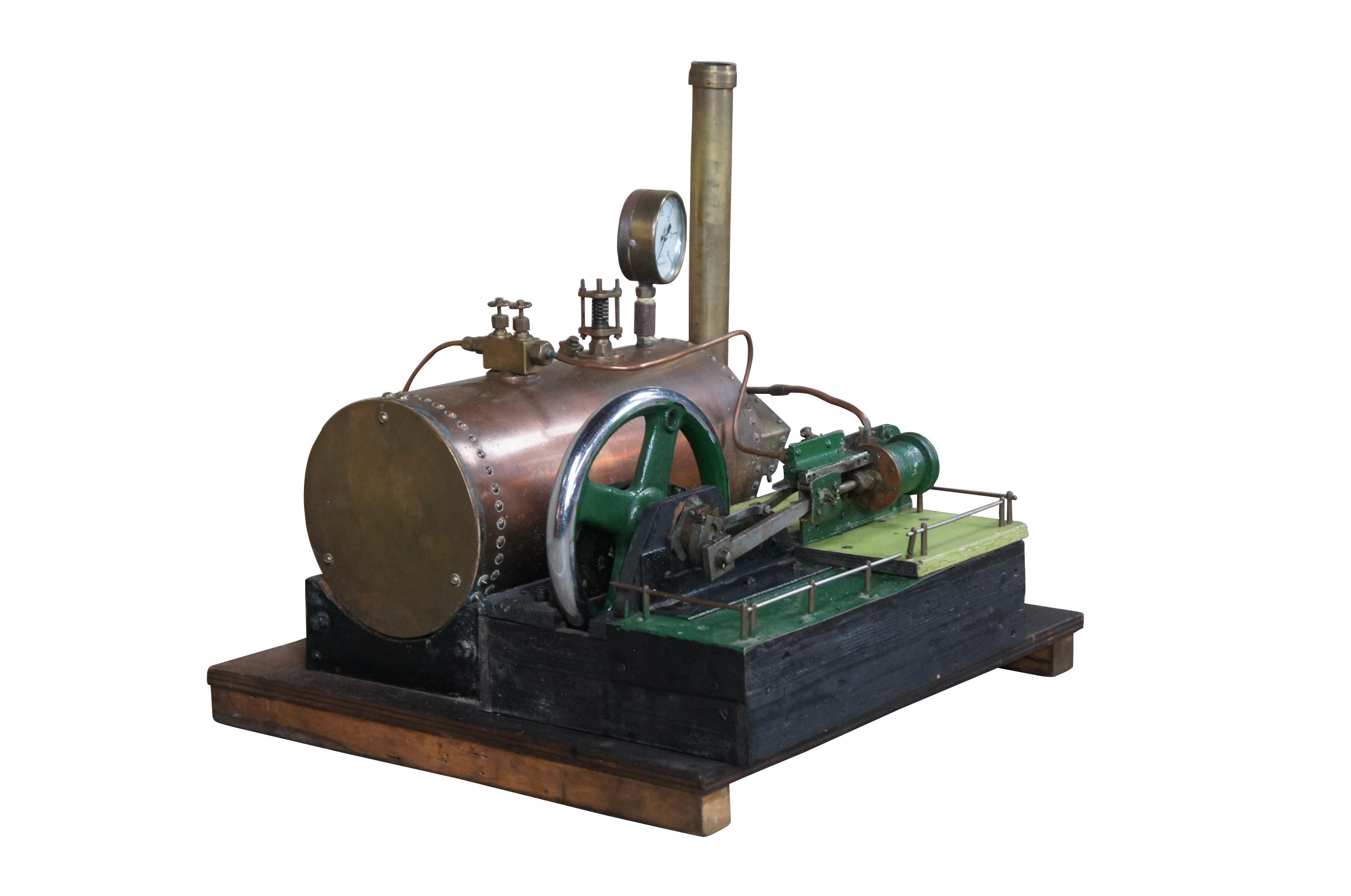 Industrial Antique Schaeffer & Budenberg Stationary Steam Engine Model w Copper Boiler  For Sale