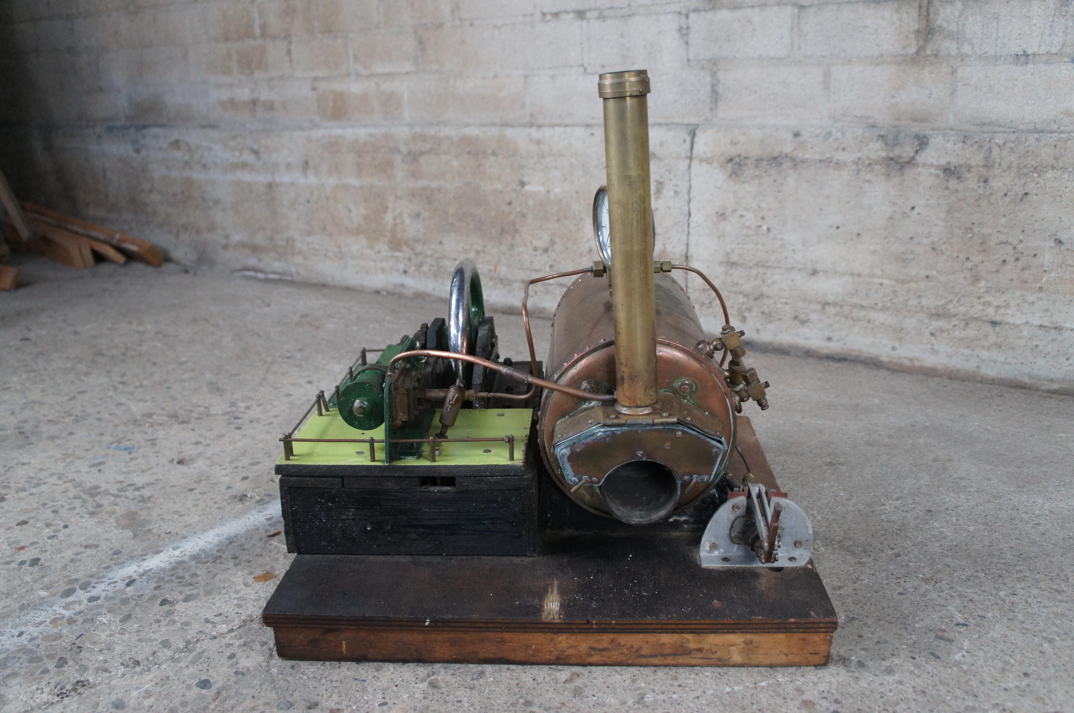 Antique Schaeffer & Budenberg Stationary Steam Engine Model w Copper Boiler  For Sale 1