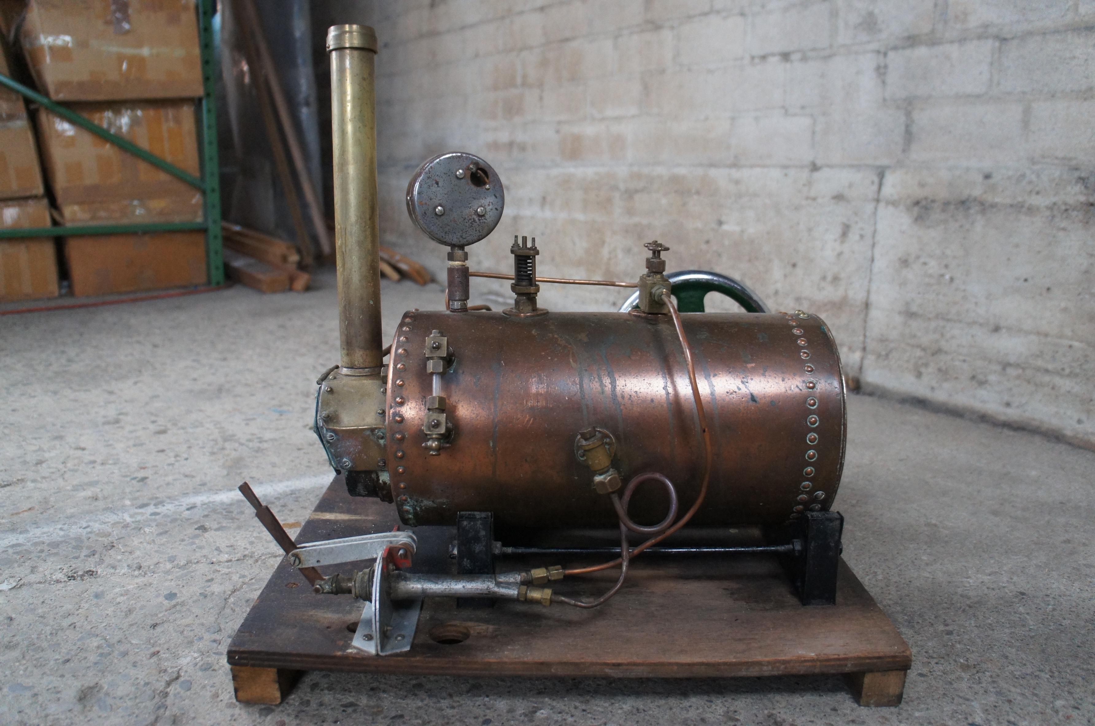 Antique Schaeffer & Budenberg Stationary Steam Engine Model w Copper Boiler  For Sale 2