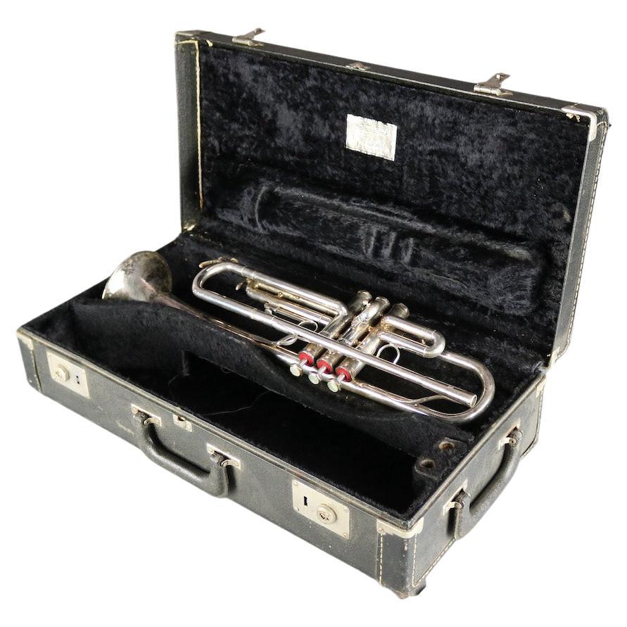 Antique Schilke MII Nickel Over Brass Trumpet and Case, Circa 1920 at
