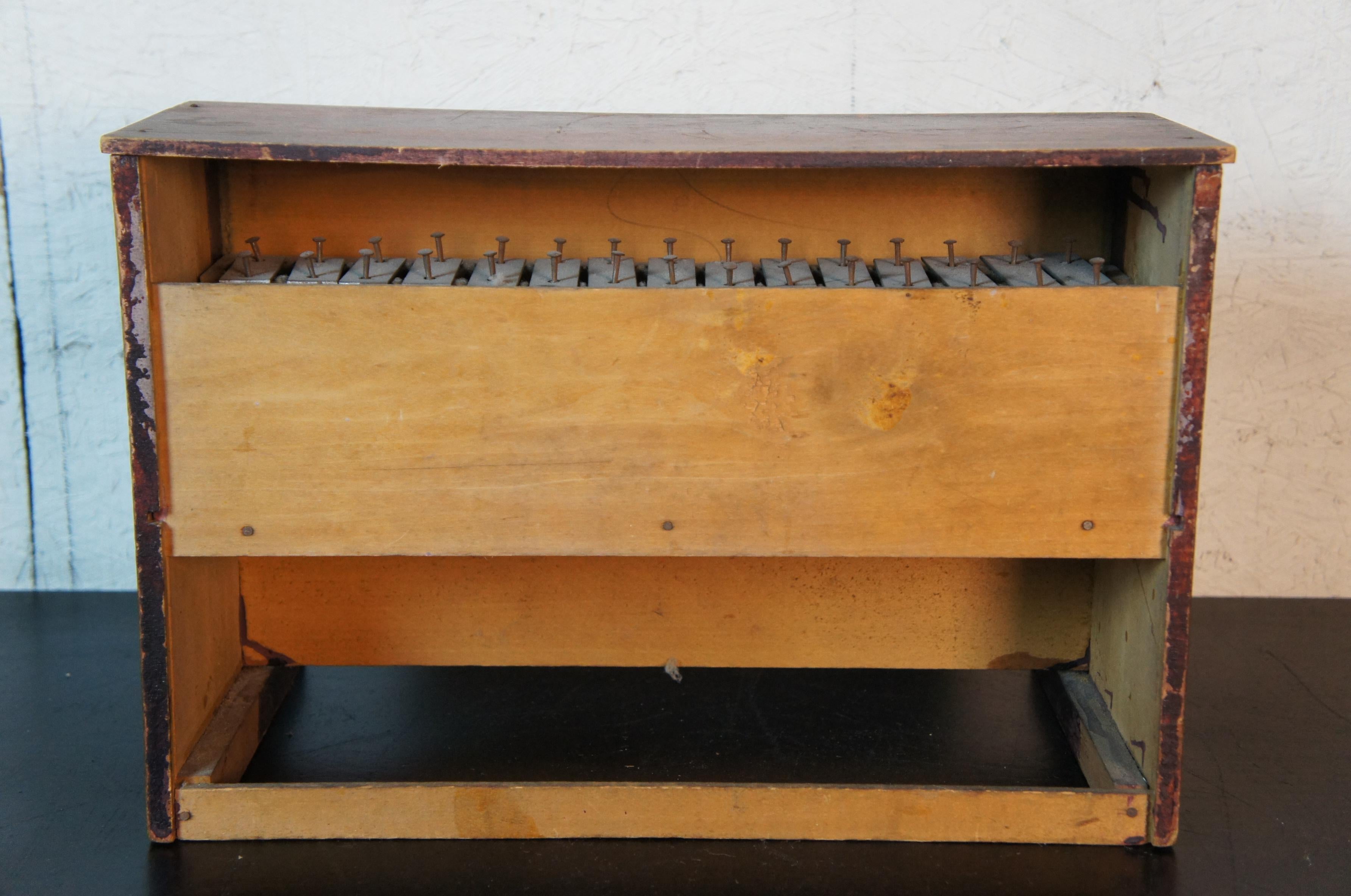 19th Century Antique Schoenhut 16 Key Upright Toy Piano Neoclassical Cherubs Lithograph