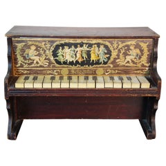 Antique Schoenhut 16 Key Upright Toy Piano Neoclassical Cherubs Lithograph