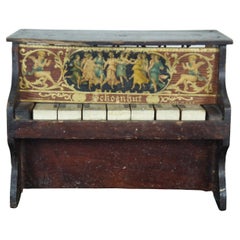 Antique Schoenhut 7 Key Upright Toy Piano Neoclassical Lithograph Cherubs Muses
