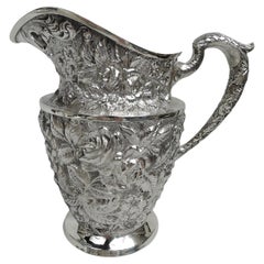 Antique Schofield Baltimore Rose Sterling Silver Water Pitcher