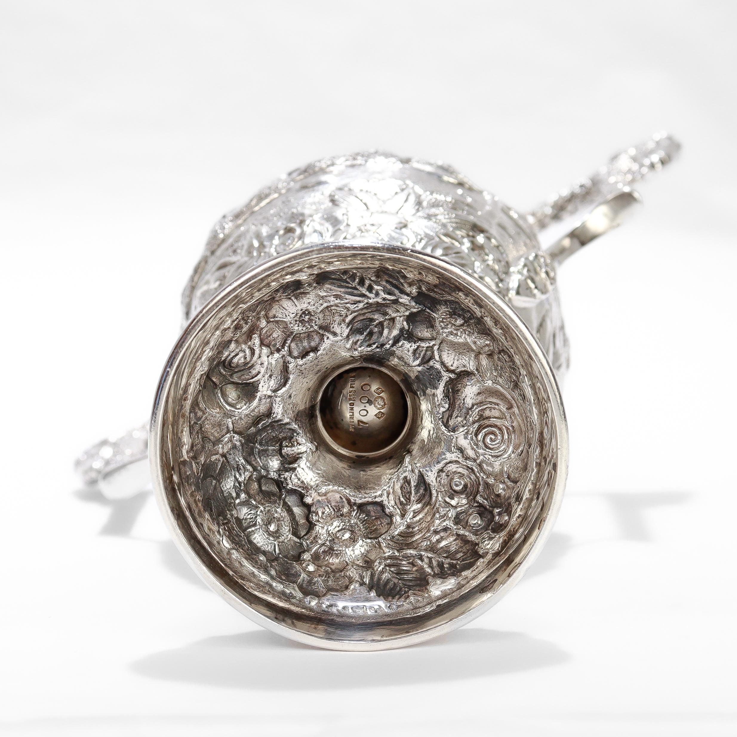 Antica zuccheriera in argento sterling Schofield Castle Pattern Repousse Baltimore in vendita 3