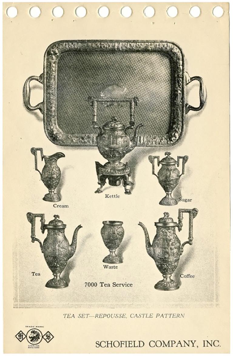 Antica zuccheriera in argento sterling Schofield Castle Pattern Repousse Baltimore in vendita 11