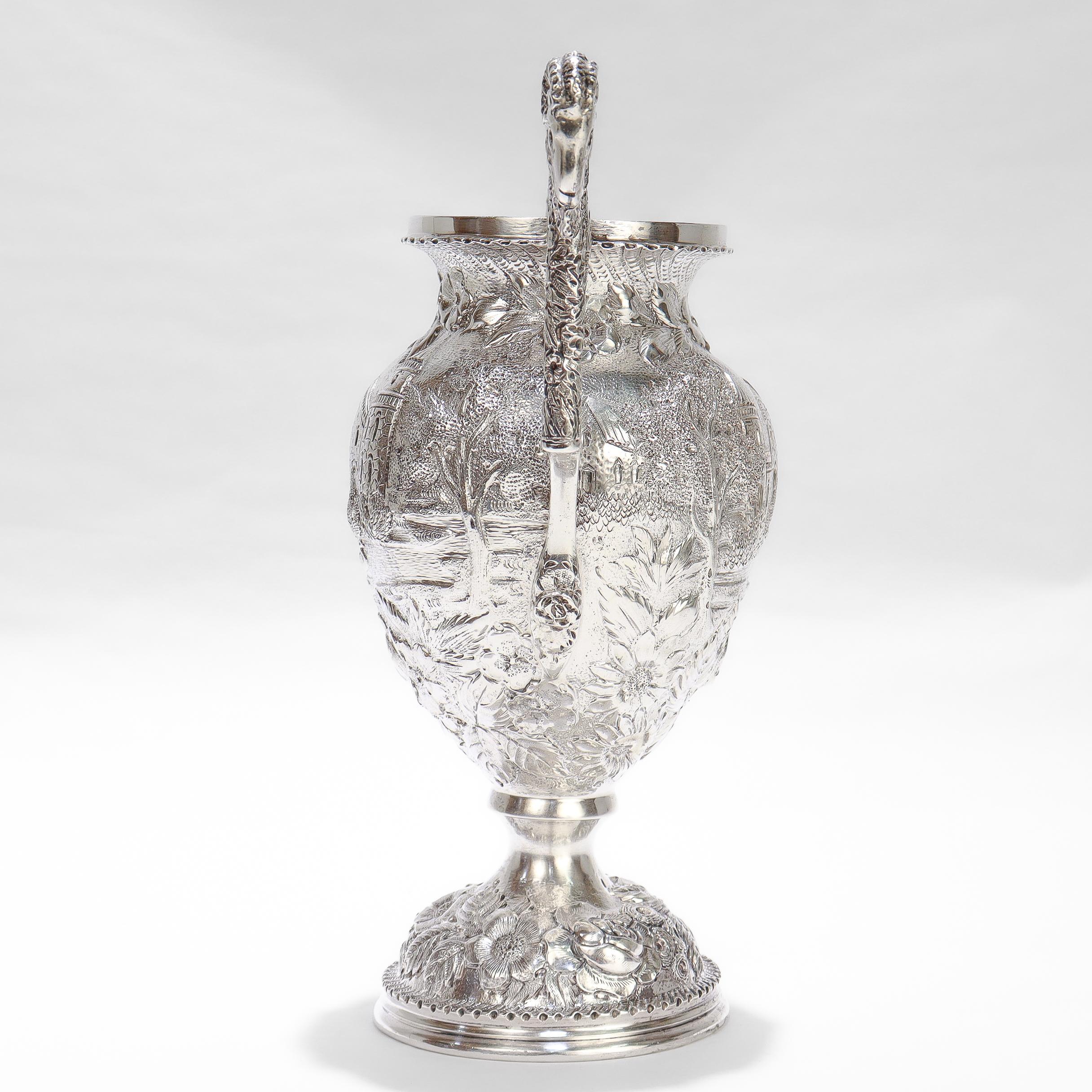 Americano Antica zuccheriera in argento sterling Schofield Castle Pattern Repousse Baltimore in vendita