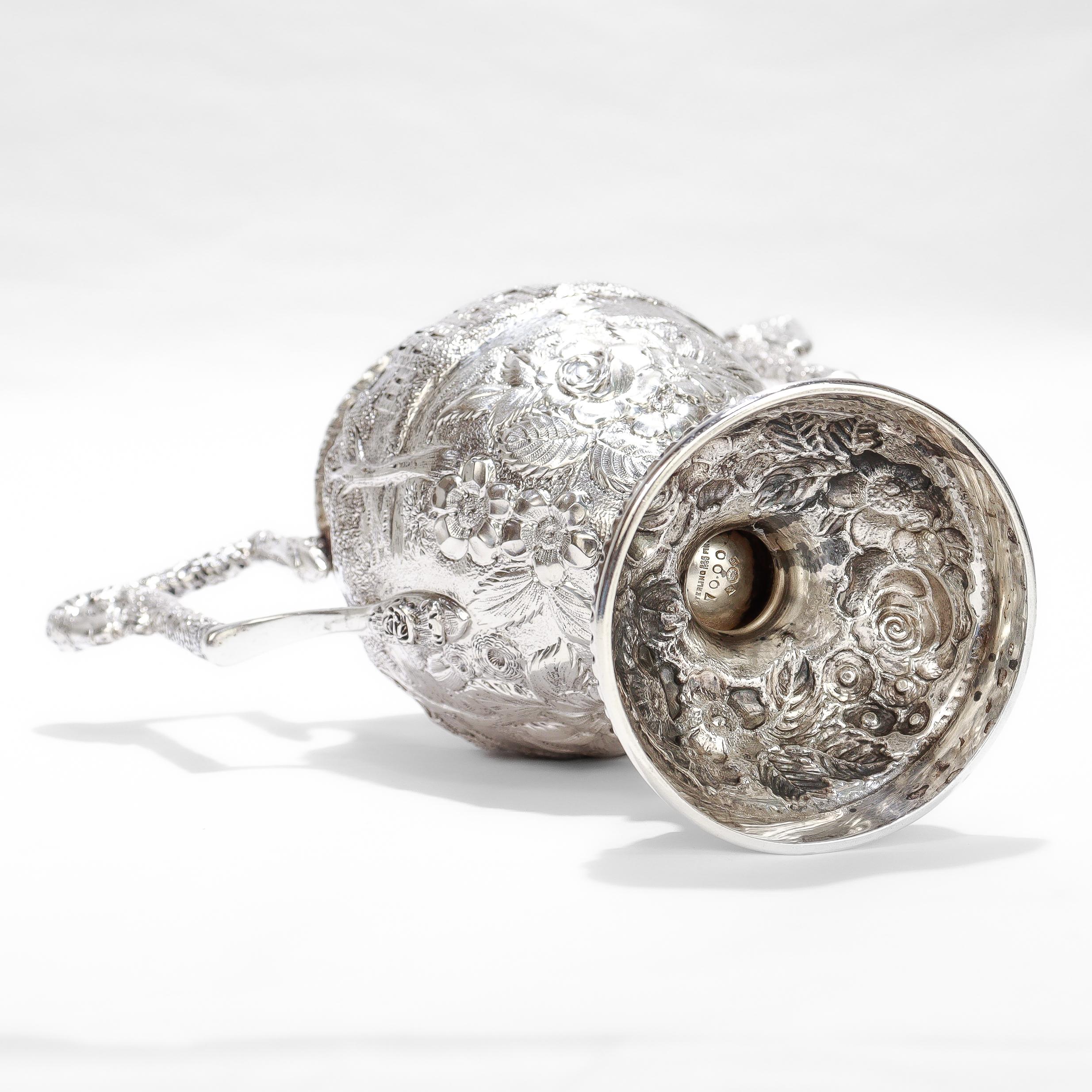 Antica zuccheriera in argento sterling Schofield Castle Pattern Repousse Baltimore in vendita 2