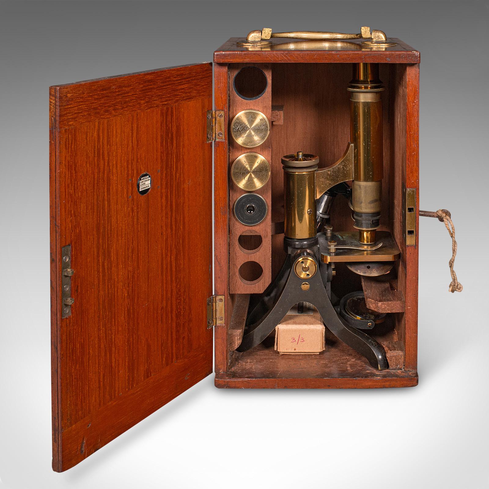 Antique Scholar's Microscope, English, Brass, Scientific Instrument, Victorian For Sale 6